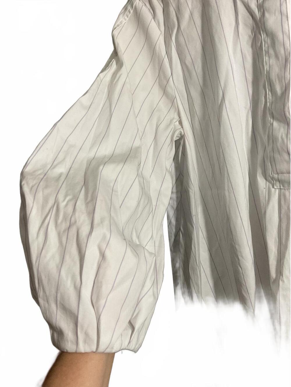 BR XS White and Lavender Cotton Striped Shirt Dress - Picture 8 of 10